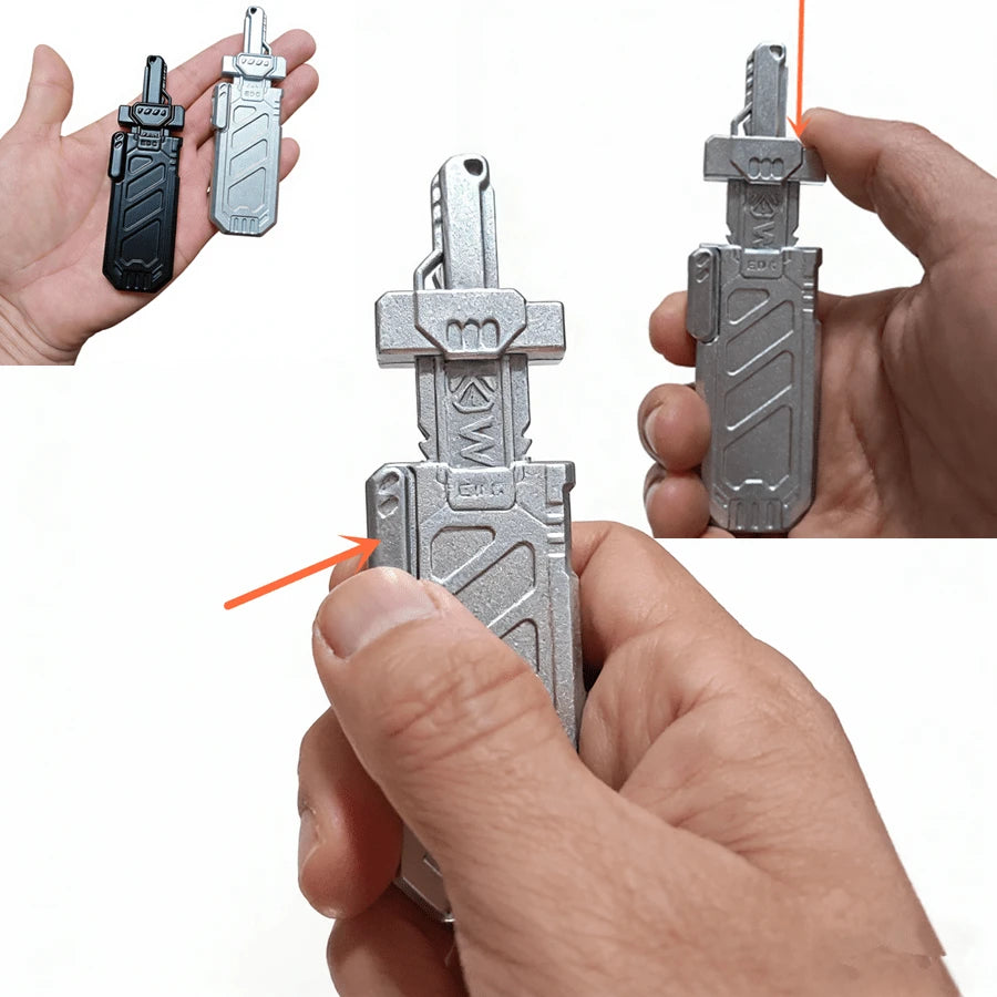 Sword Shaped Magnetic Push Card – Metal EDC Fingertip Fidget Slider