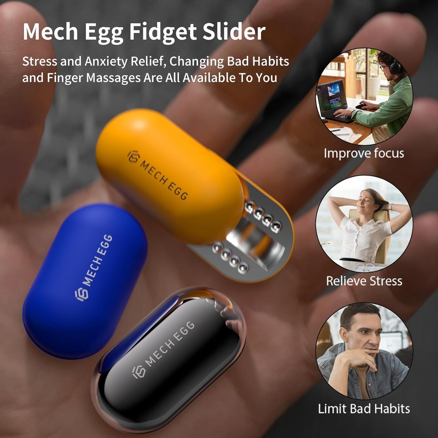 Mech Egg Fidget Slider Metal Fidget Toys EDC Clicky Slider Fidget Egg Sensory